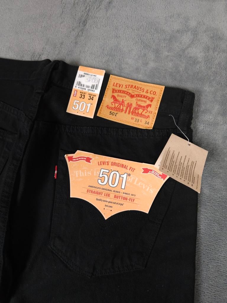 Levis 501 Broek W33 L34 Zwart 100% katoen Straight Jeans ., ., Zwart, Nieuw, Ophalen of Verzenden