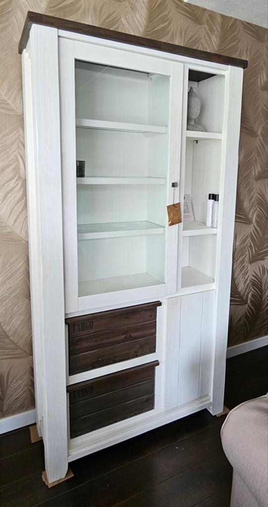 Witte vitrinekast van Handers en Hazel, Ophalen, Met lade(s), Overige houtsoorten, 50 tot 100 cm