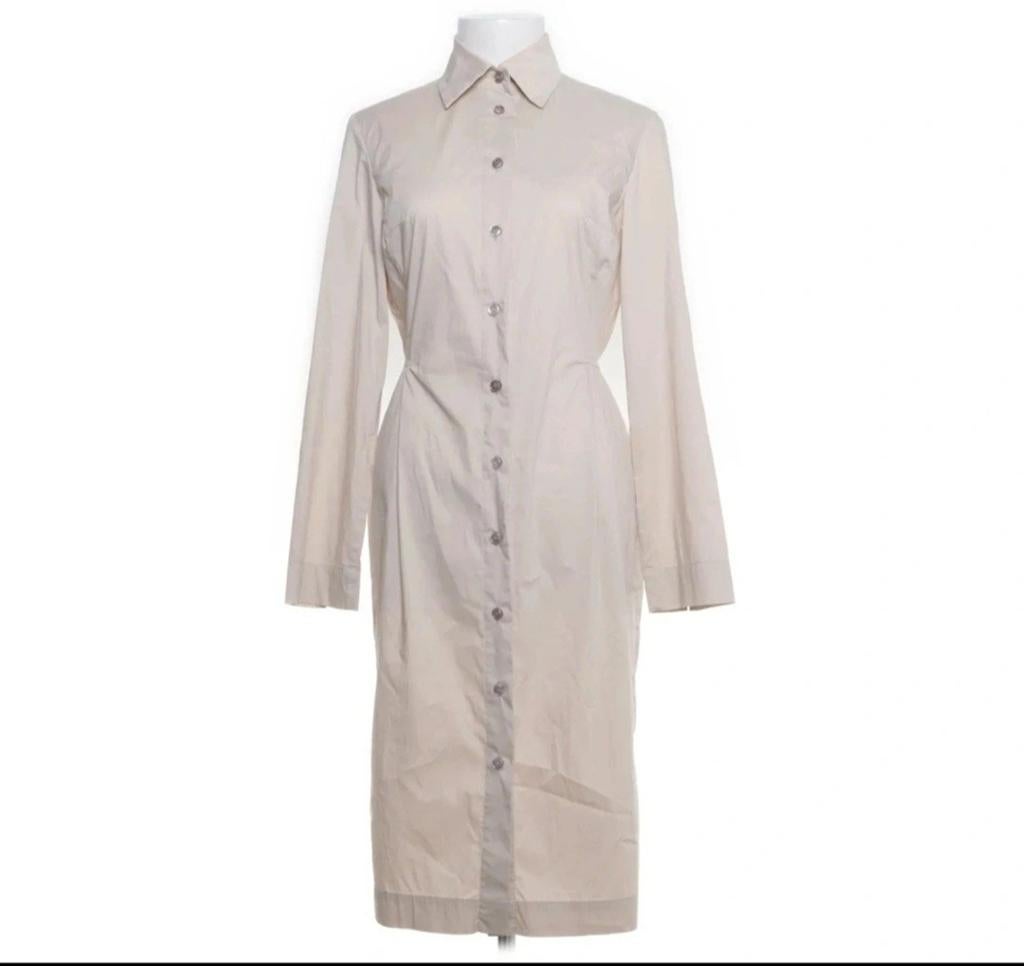 Riani Beige Katoenen Doorknoopjurk Maat 34, Verzenden, Zo goed als nieuw, Maat 34 (XS) of kleiner, Onder de knie