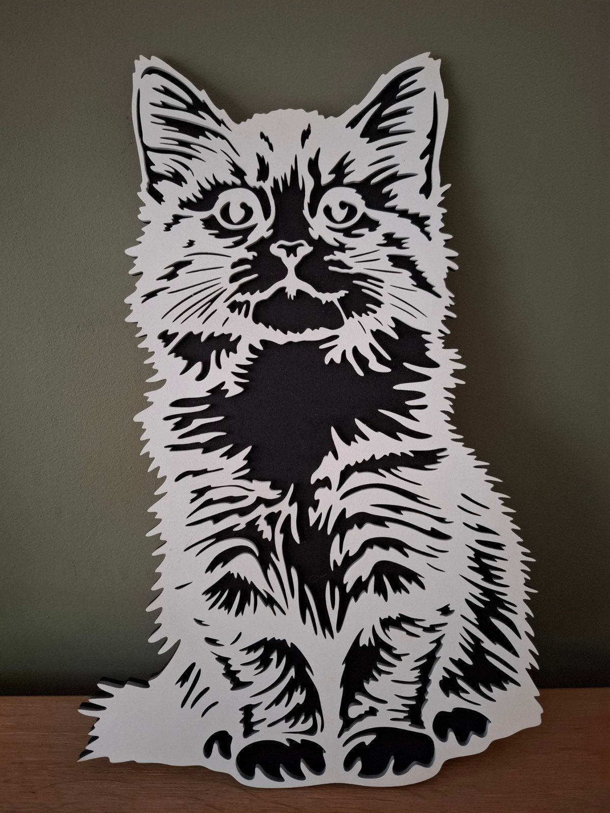 Nieuw, leuke Kitten,  Kat  Muurdecoratie - lasergesneden, Ophalen of Verzenden, Nieuw, Hout
