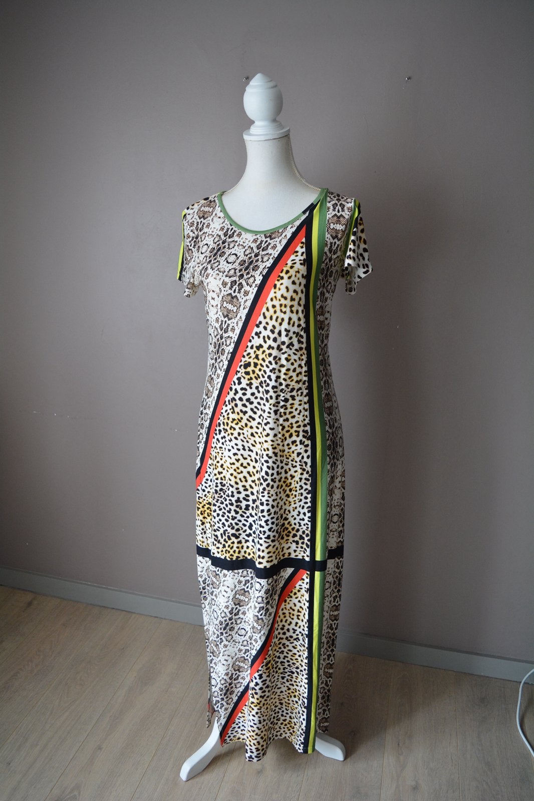 Geisha maxi jurk animal print maat 36-38 (S), Ophalen of Verzenden, Zo goed als nieuw