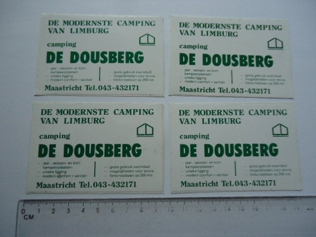 sticker oud Camping DE DOUSBERG Maastricht limburg camper au, Verzenden, Zo goed als nieuw, Bedrijf of Vereniging