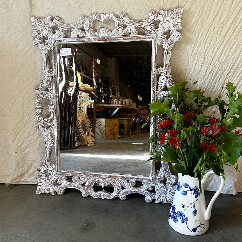 barok spiegel - houten lijst 100 x 80 cm - Gratis bezorgd