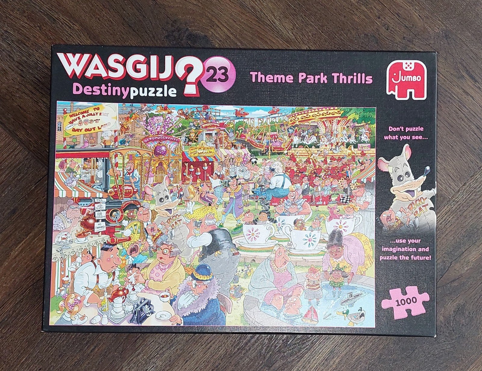Wasgij Destinypuzzle nr 23 "Spektakel in het pretpark", Ophalen of Verzenden, 500 t/m 1500 stukjes, Zo goed als nieuw, Legpuzzel