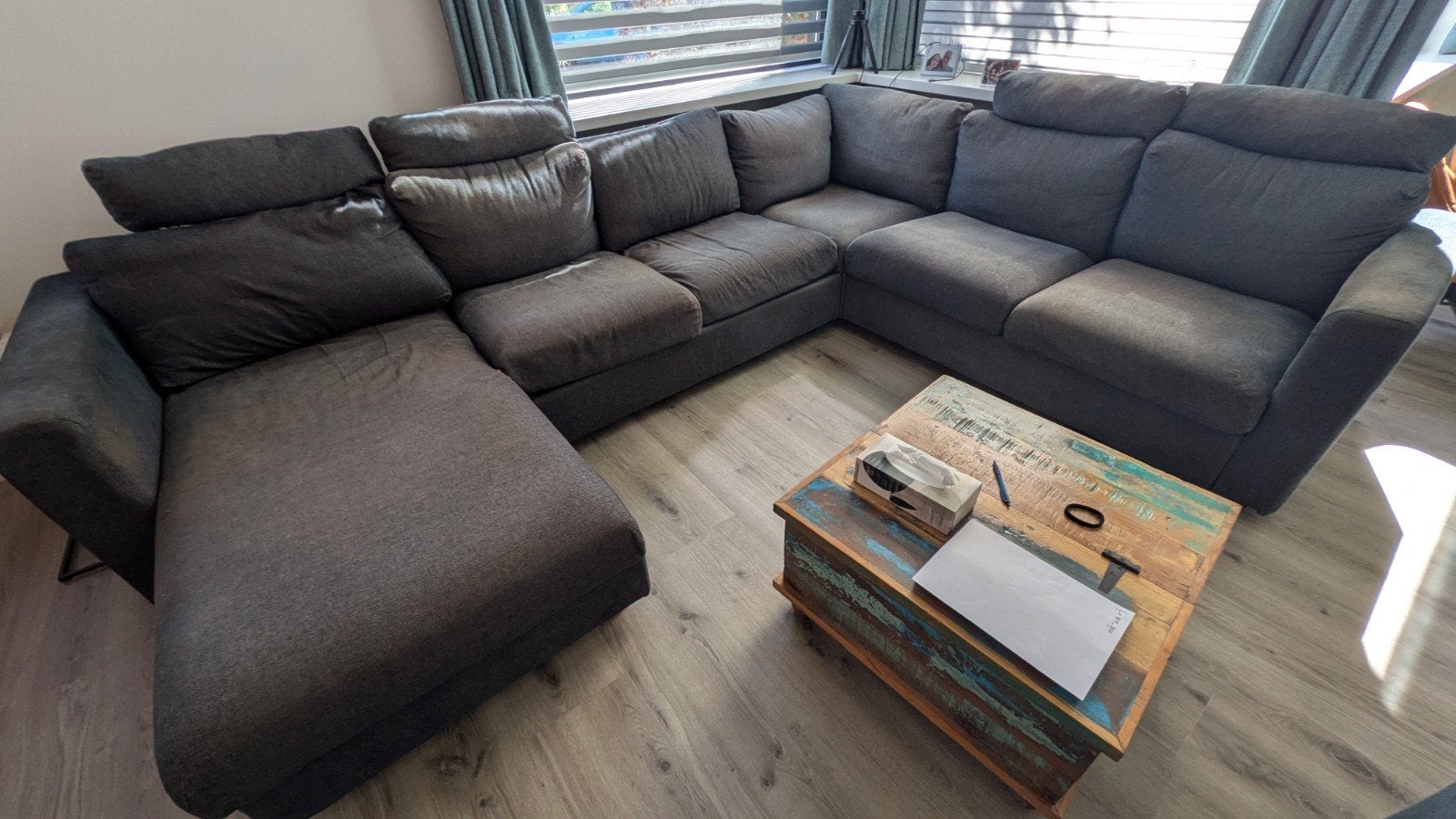 Ruime Hoekbank Grijs - Comfortabel en Stijlvol, Huis en Inrichting, Banken | Bankstellen, Ophalen, Gebruikt, Hoekbank, 300 cm of meer