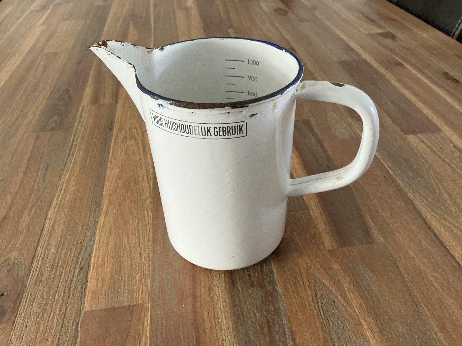 Vintage geëmailleerde maatbeker., Ophalen of Verzenden