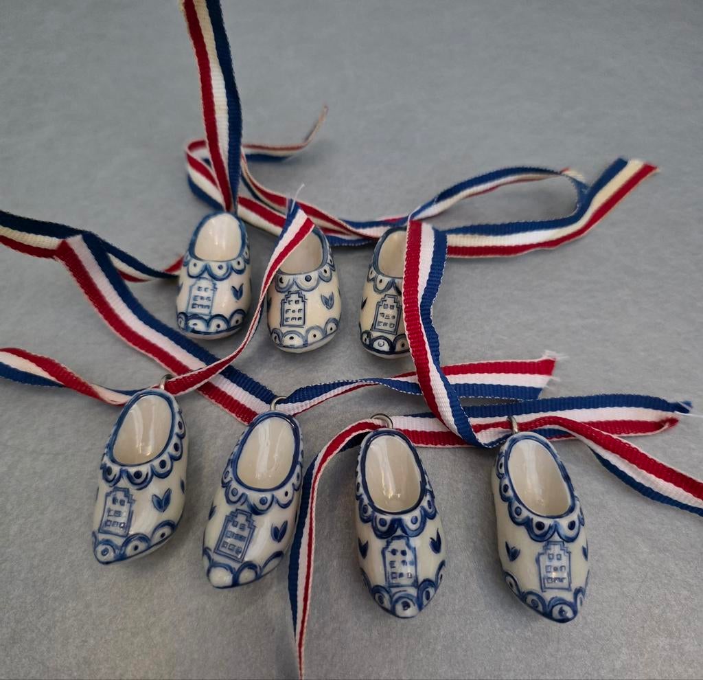Delfts Blauwe  Blond Amsterdam Miniatuur Klompjes met Lint, Ophalen of Verzenden