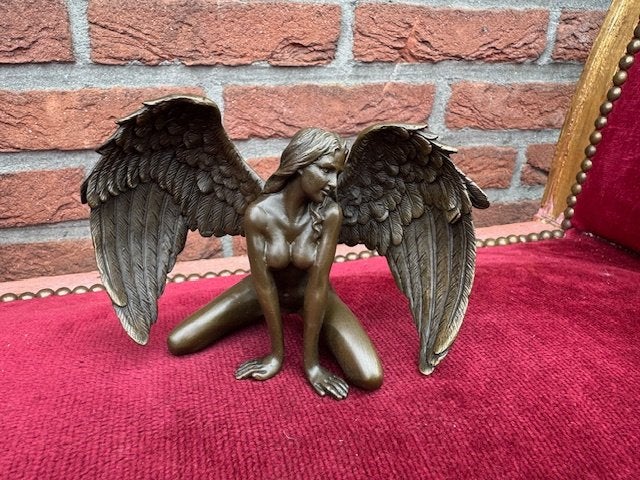 bronzen prachtbeeld, pikante engel, Antiek en Kunst, Antiek | Koper en Brons, Ophalen of Verzenden, Brons