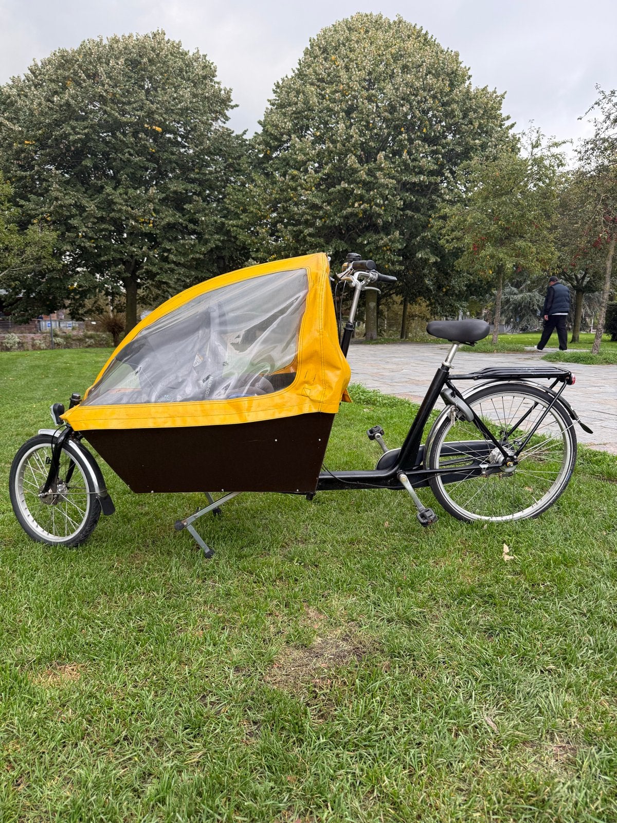 Bakfiets met huif en Maxi-Cosi adapter, Fietsen en Brommers, Terugtraprem, Gebruikt, Huif, 1 kind