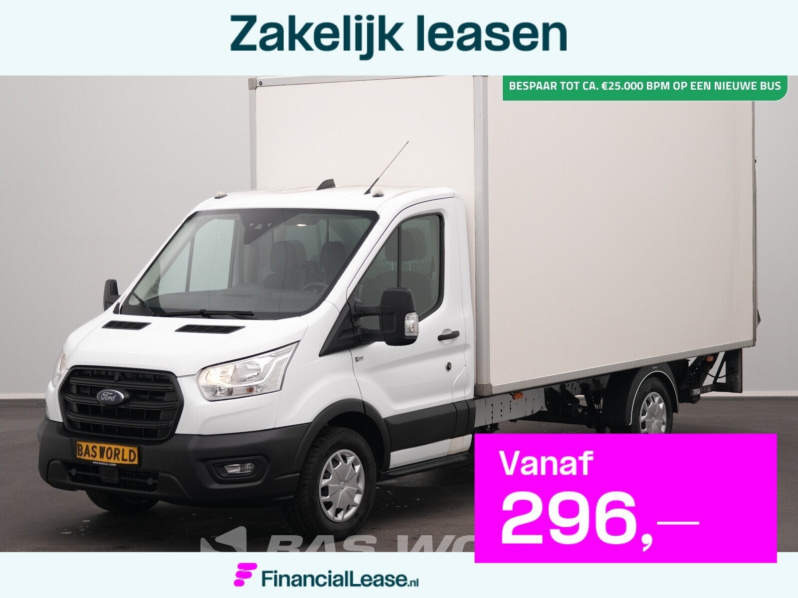 Ford Transit 130pk D'Hollandia Laadklep Bakwagen Airco Cruis, Stof, Euro 6, 4 cilinders, Wit