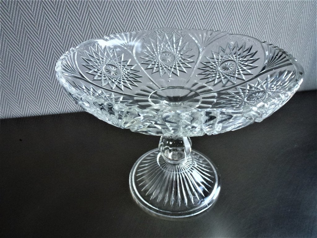 Fruitschaal / schaal van persglas met mooie ster / waaier, Ophalen of Verzenden