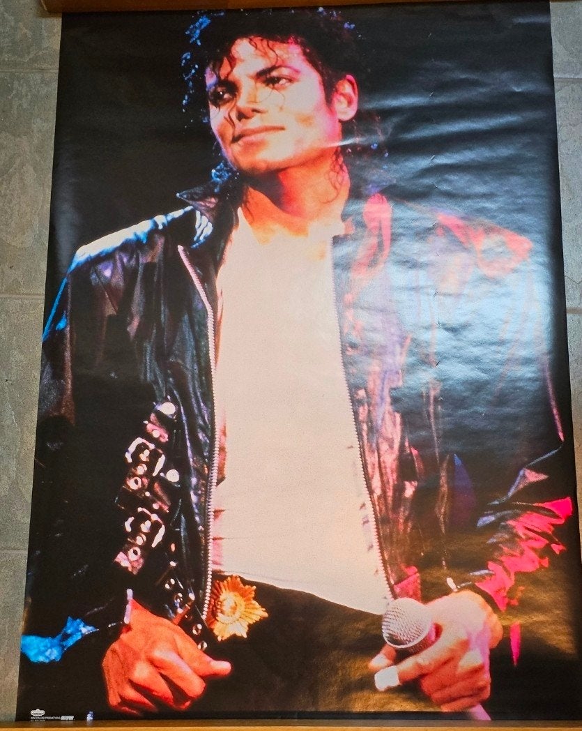 Vintage Michael Jackson poster uit 1988, nog in plastic, Verzamelen, Rechthoekig Staand, Ophalen of Verzenden, Zo goed als nieuw
