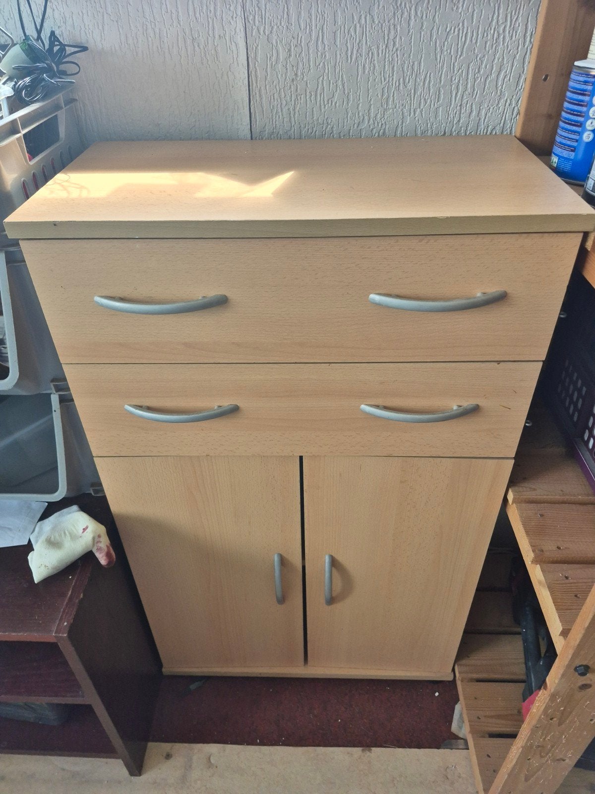 Houten kastje met lades en deurtjes, Gebruikt, 1 of 2 laden, 100 tot 150 cm, Modern