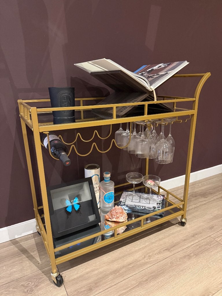 Drankkar serveertrolley, Ophalen, 50 tot 100 cm, Zo goed als nieuw, Metaal