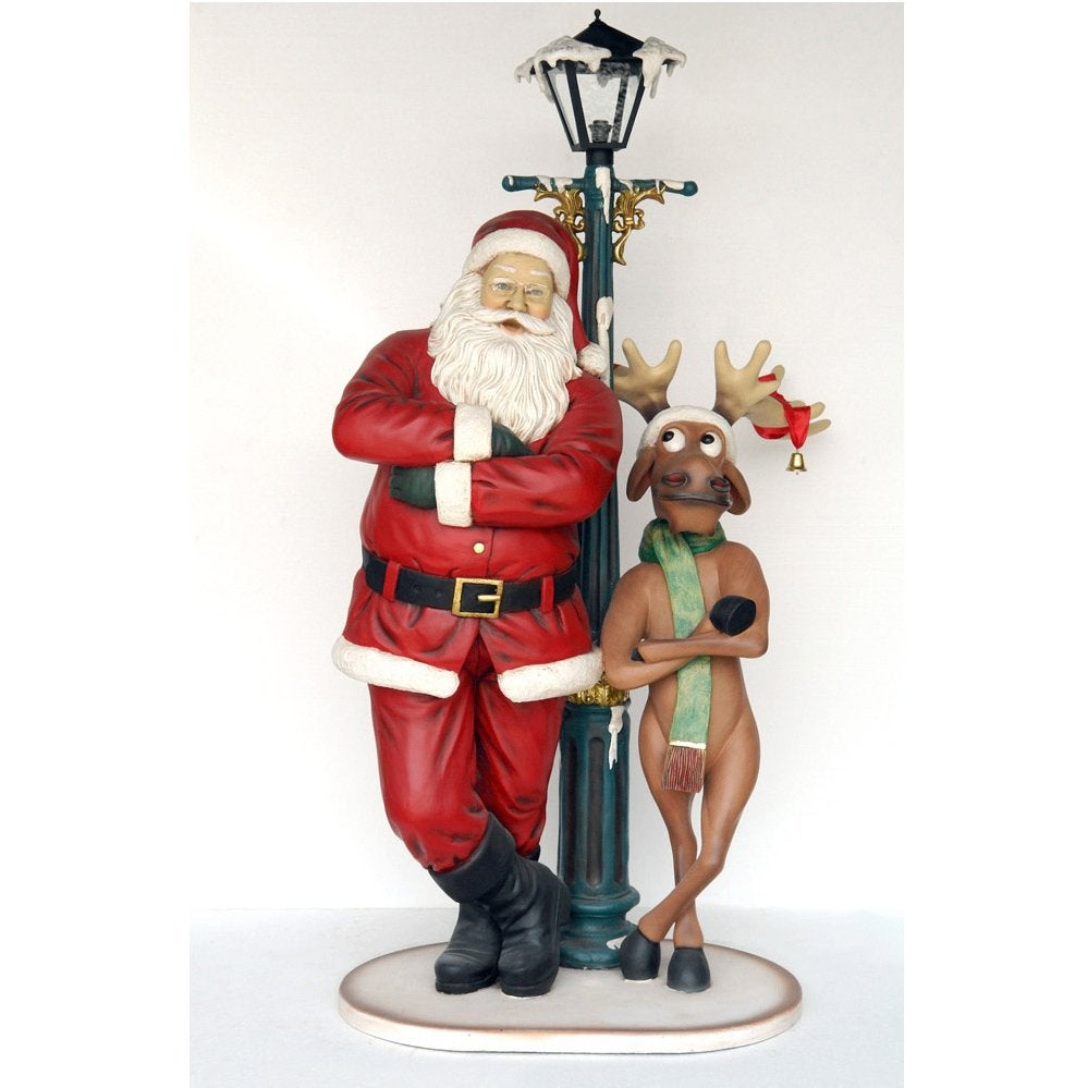 Santa and funny Reindeer – Kerstman Hoogte 186 cm, Diversen, Ophalen, HorecaBeelden, Nieuw, HorecaBeelden
