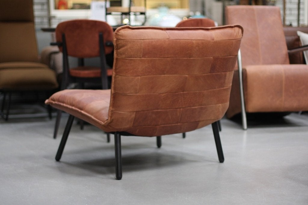 Gave fauteuil Blizzard Jess Design metaal leer bruin cognac, Ophalen, 75 tot 100 cm, Zo goed als nieuw, 75 tot 100 cm