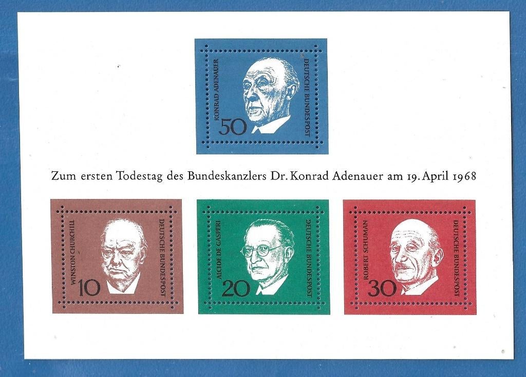 Duitsland Postzegelvel Konrad Adenauer ersten Todestag 1968, Verzenden, BRD, Postfris