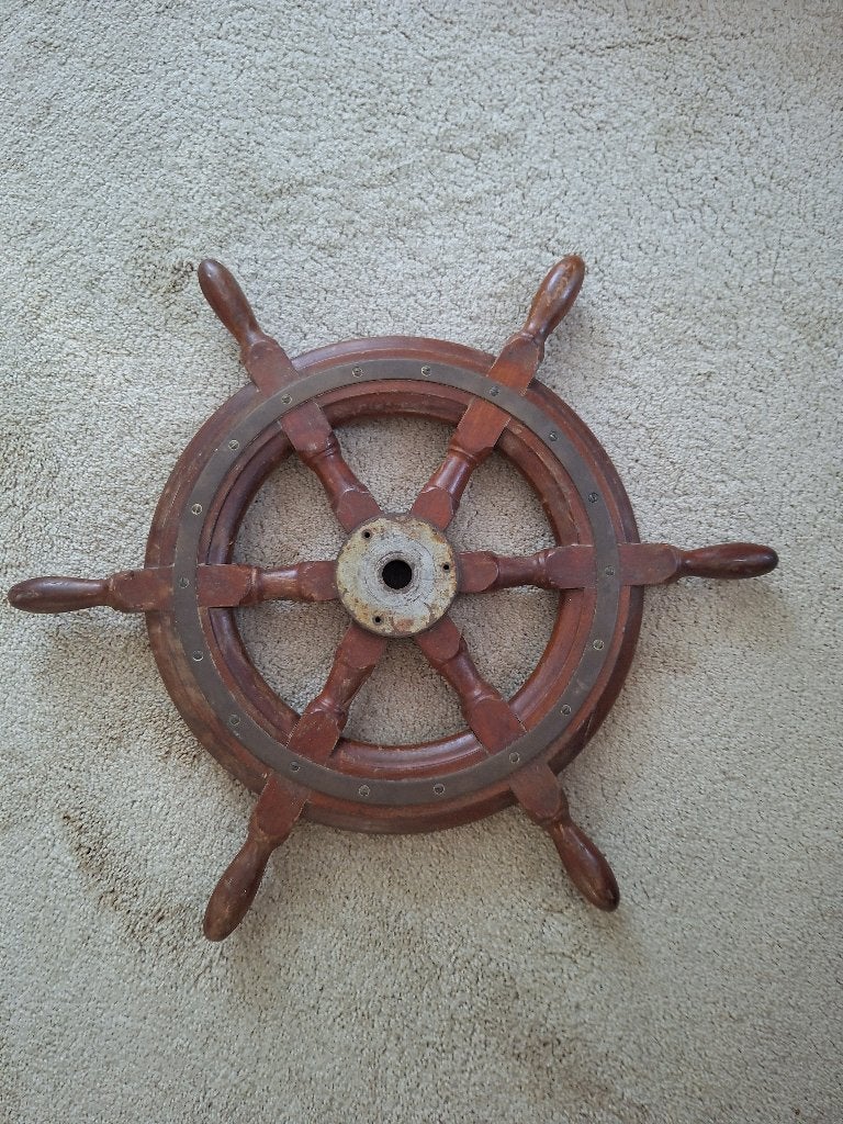 Houten stuurwiel 55 cm met 20 mm asmaat, Watersport en Boten, Bootonderdelen, Ophalen, Gebruikt, Overige typen, Motorboot