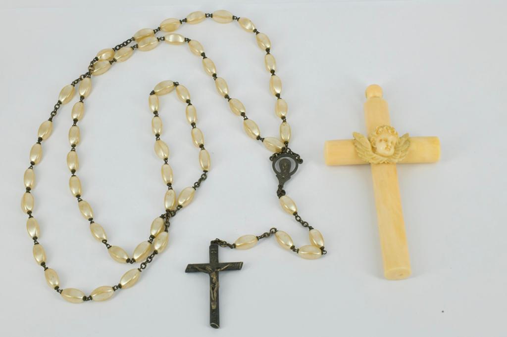 ANTIEKE ROZENKRANS  + KRUIS, Ophalen of Verzenden