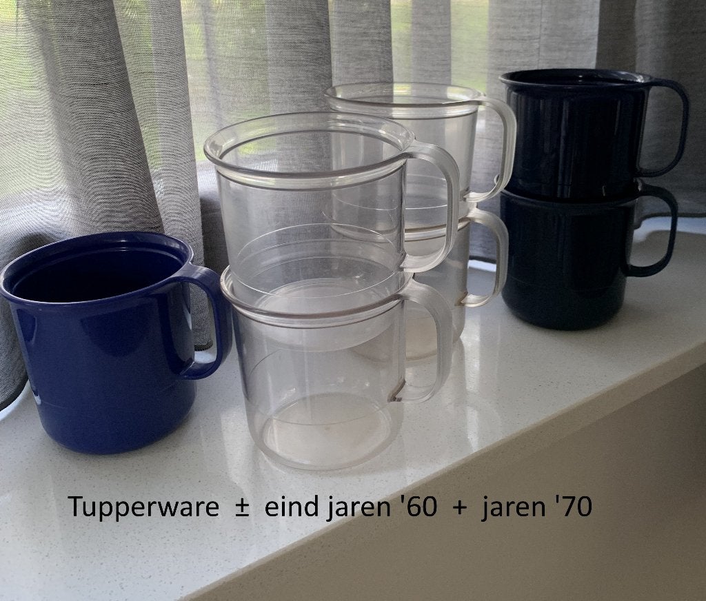 7 grote Tupperware mokken voor keuken / camping bekers, mok, Ophalen of Verzenden, Gebruikt