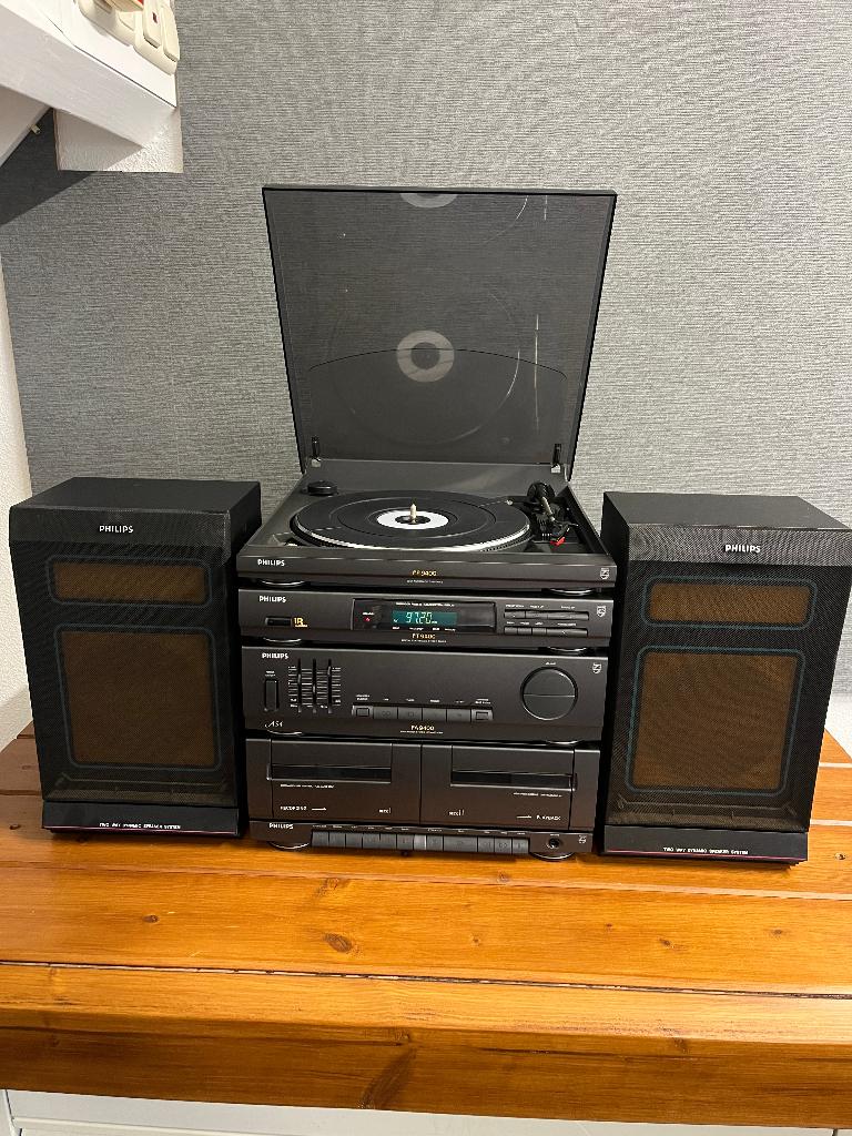 Complete Philips platenspeler stereo set  met luidsprekers, Audio, Tv en Foto, Ophalen, Gebruikt, Tuner of Radio, Philips