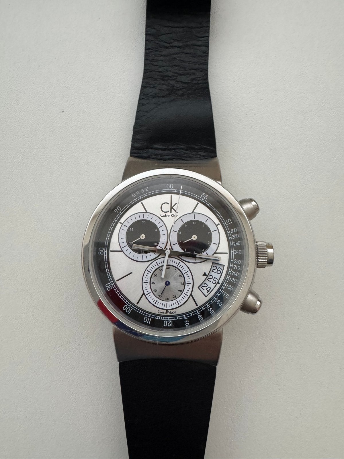 Calvin Klein Horloge - Stijlvol en Tijdloos Design, Leer, Staal, Polshorloge, Zo goed als nieuw