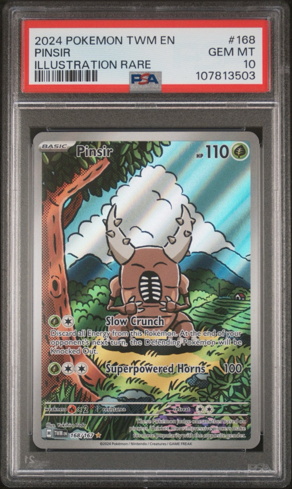 Pinsir 168/167 TWM EN Illustration Rare PSA 10 Pokémon Kaart, Ophalen of Verzenden, Nieuw, Losse kaart