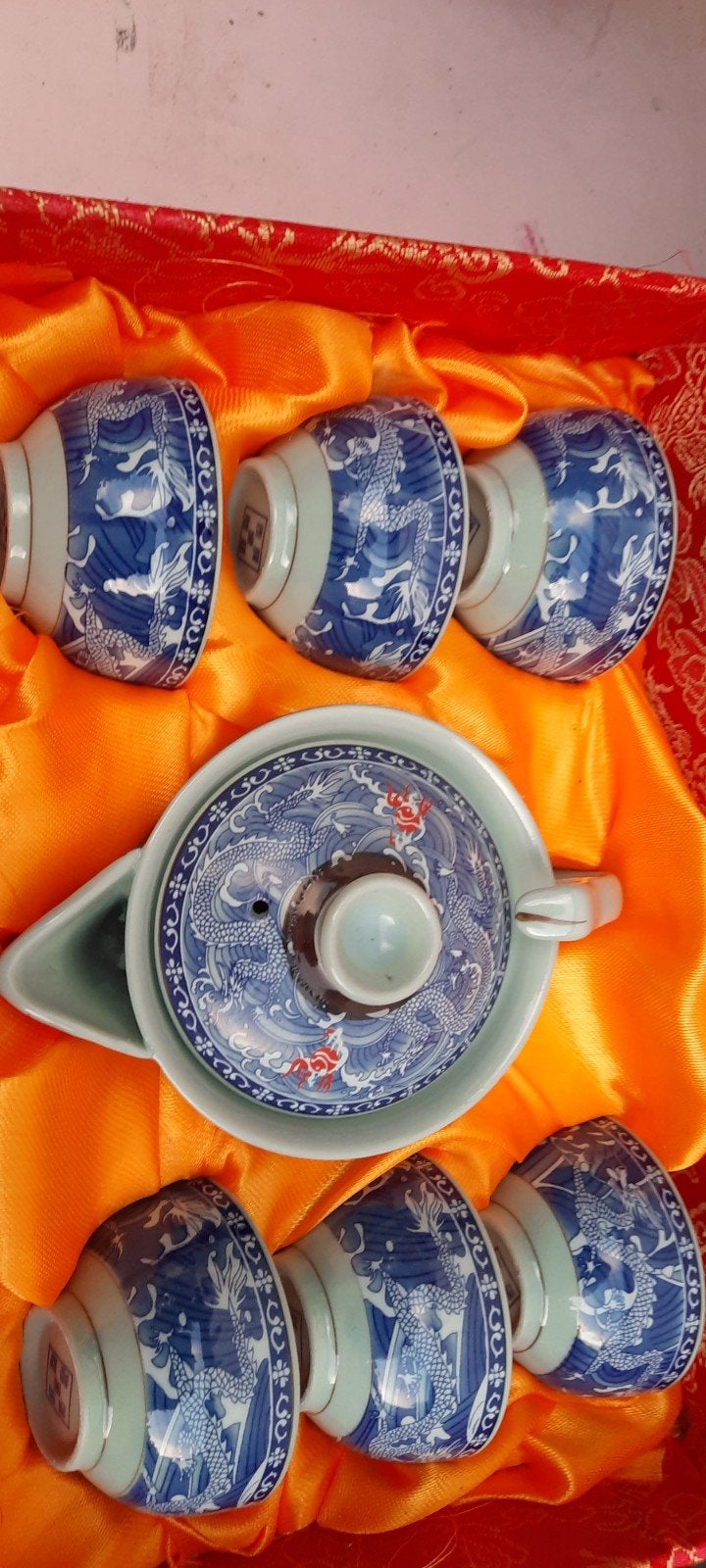 Aziatisch theeservies met drakenmotief, Ophalen of Verzenden, Nieuw, Overige stijlen