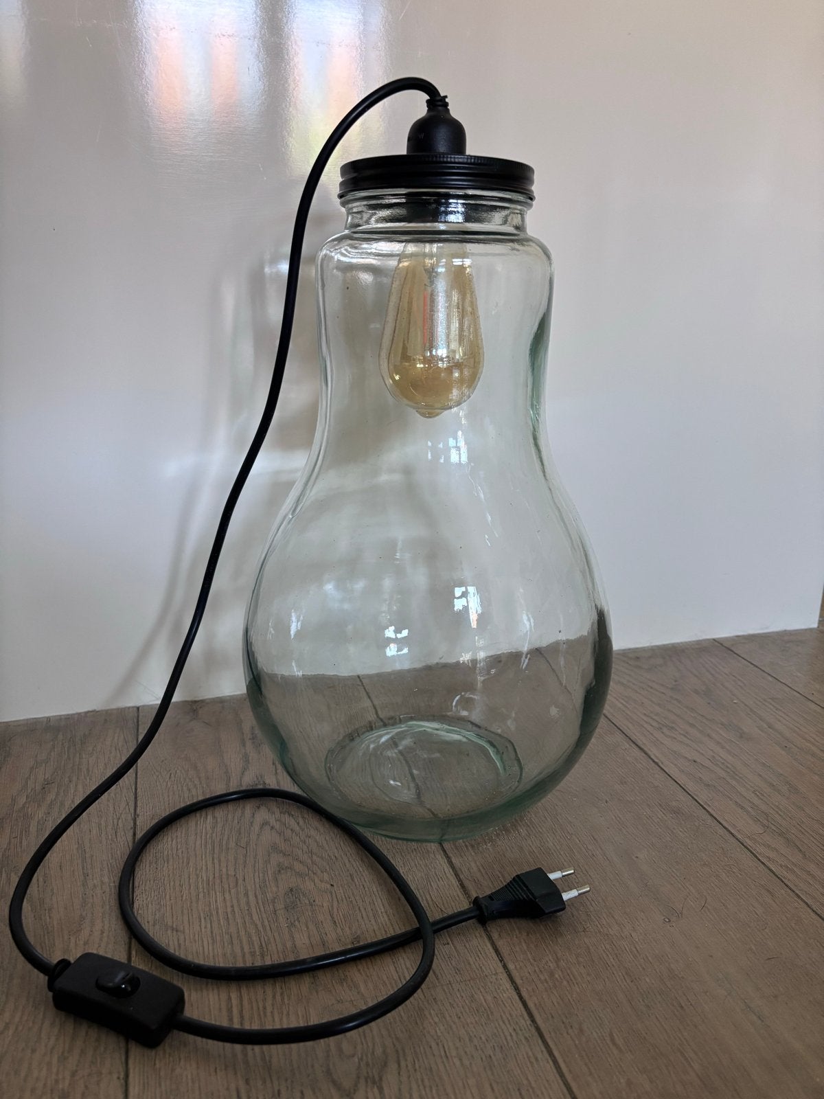 Glazen (planten) pot met verlichting - 40 cm hoog, Gebruikt, Glas, Modern, Ophalen
