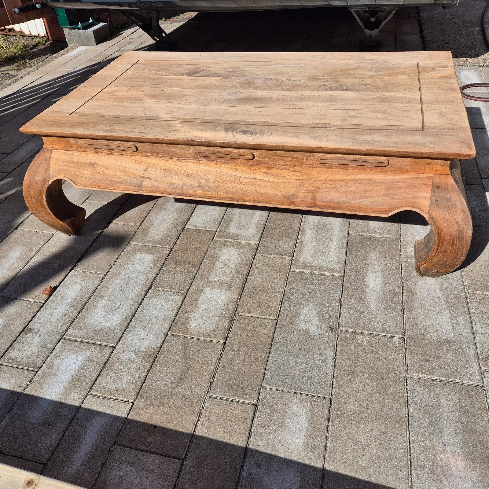 Originele Opiumtafel, Ophalen, Gebruikt, 100 tot 150 cm, Teakhout