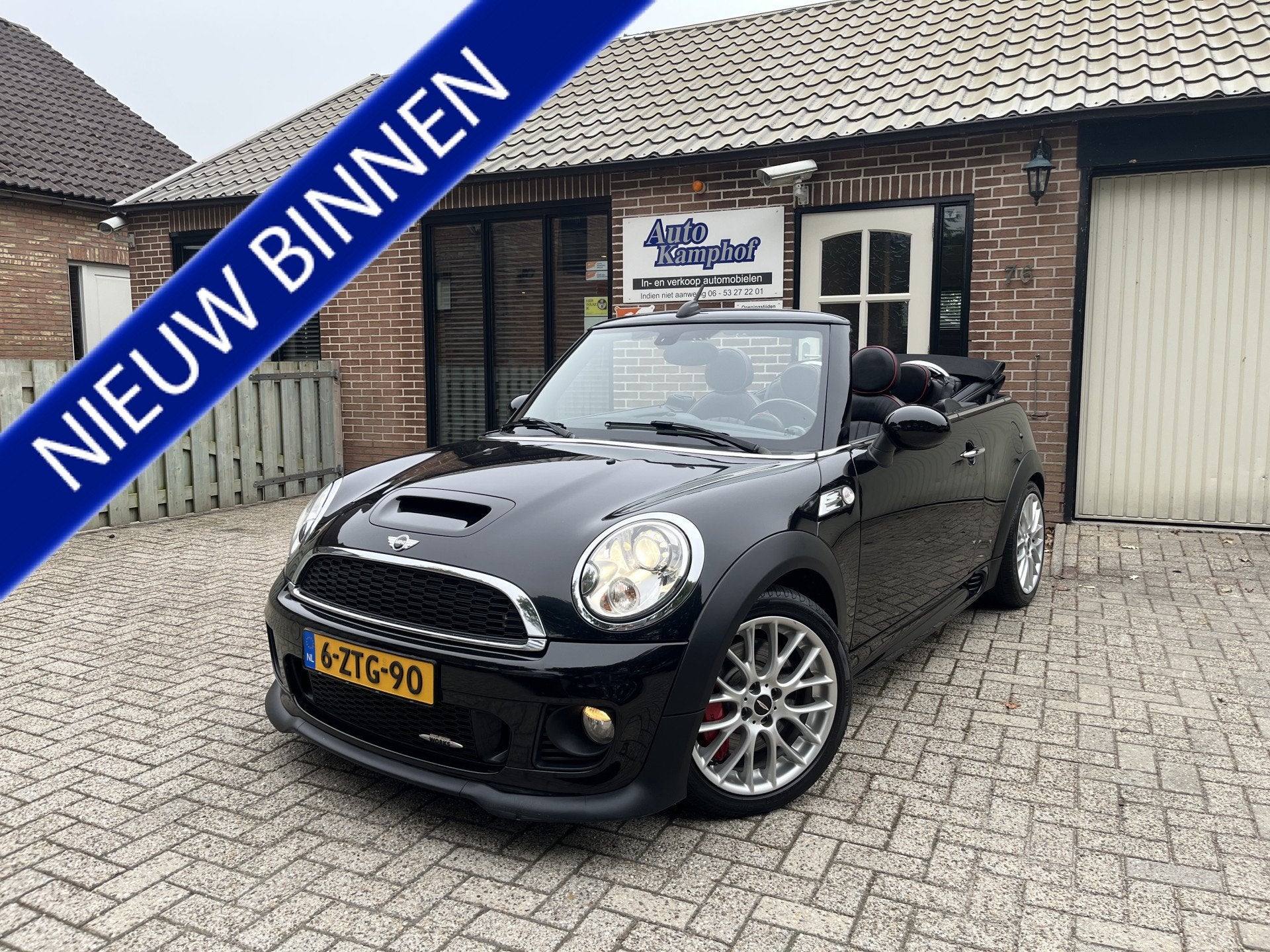 MINI Cabrio 1.6 John Cooper Works Chili Leer Xenon, Auto's, Mini, Voorwielaandrijving, Euro 5, Gebruikt, Zwart