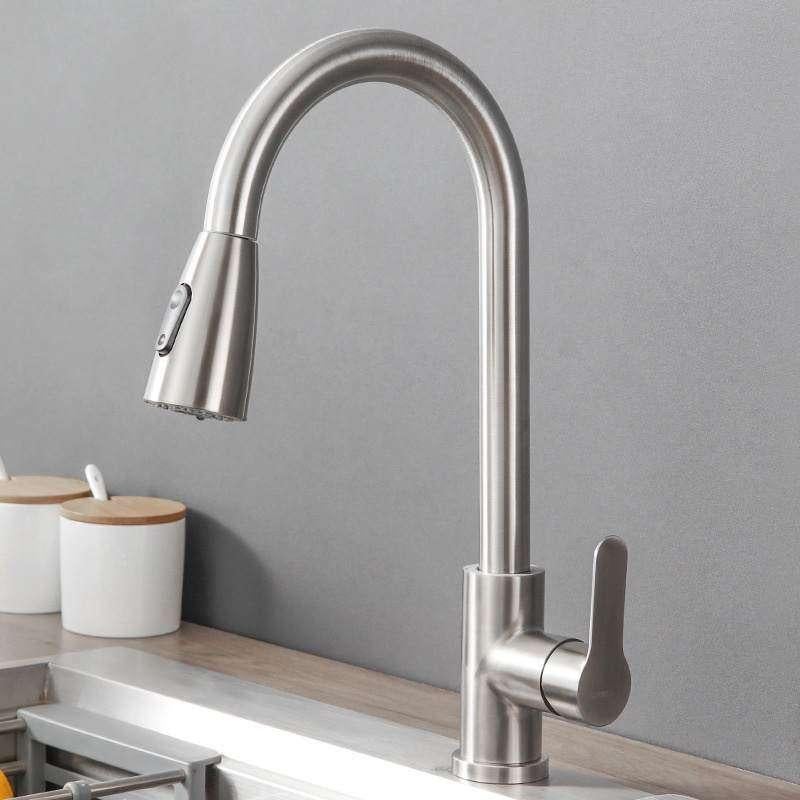 Keukenkraan RVS Geborsteld Uittrekbaar Flexibel Spoelkraan, Nieuw, Minder dan 100 cm, Grijs, 25 tot 50 cm