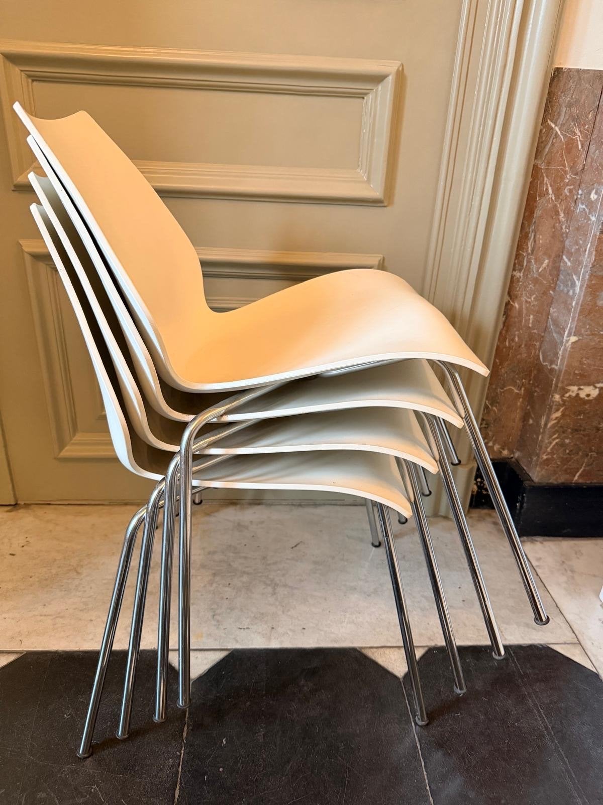 4 Kartell Maui stapelstoelen - Vico Magistretti design, Ophalen, Kunststof, Gebruikt, Overige kleuren