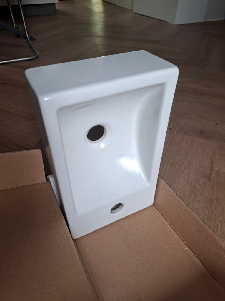Plieger Houston wasbak toilet fontein kraangat links, Ophalen of Verzenden, Nieuw, Wastafel