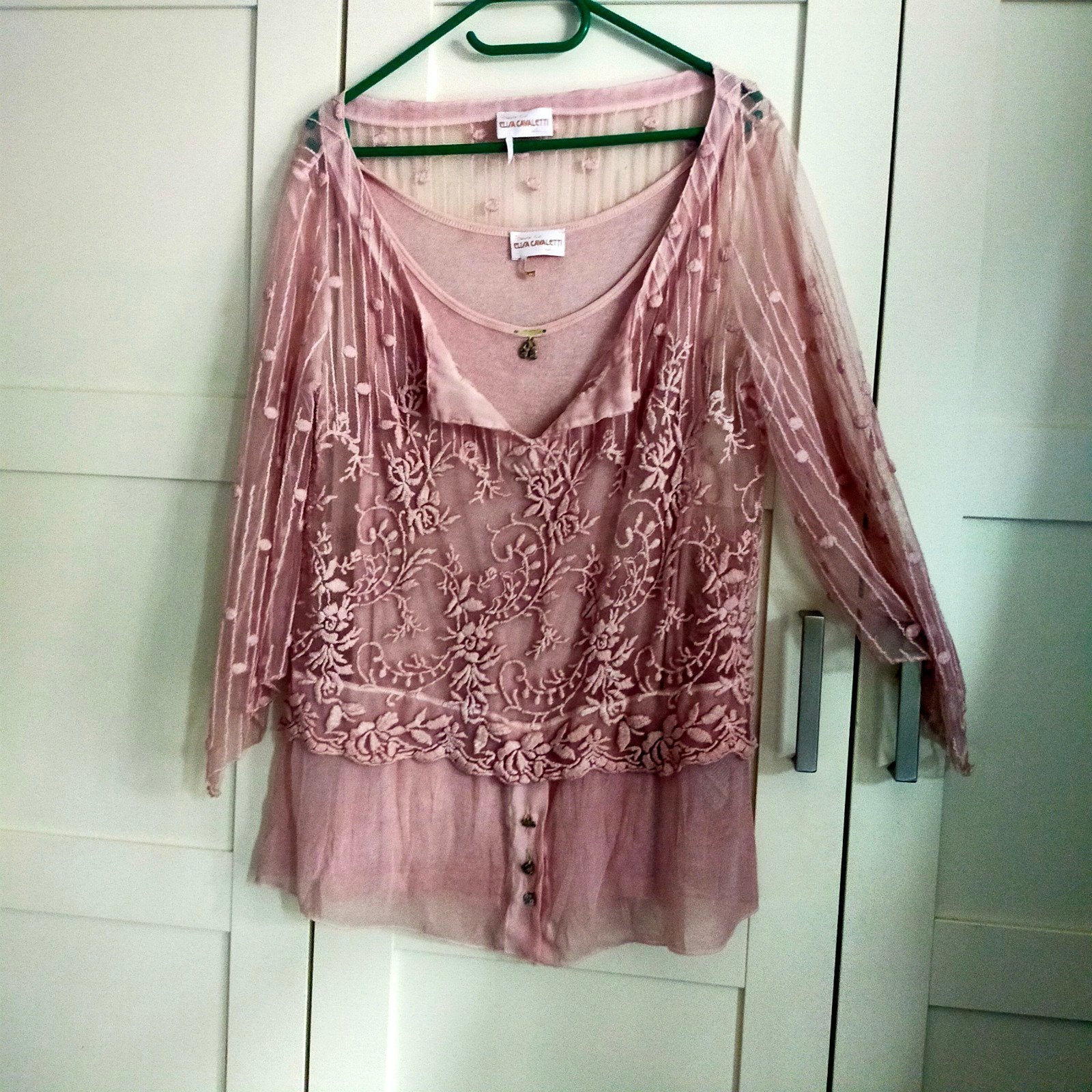 Elisa Cavaletti Roze Kanten Blouse Maat XL met topje., Kleding | Dames, T-shirts, Maat 42/44 (L), Ophalen of Verzenden, Zo goed als nieuw