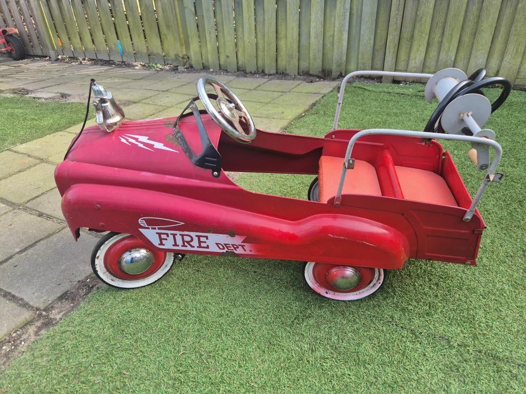 Vintage Metalen Brandweer Trapauto - Retro Pedaalauto, Kinderen en Baby's, Speelgoed | Buiten | Voertuigen en Loopfietsen, Ophalen of Verzenden