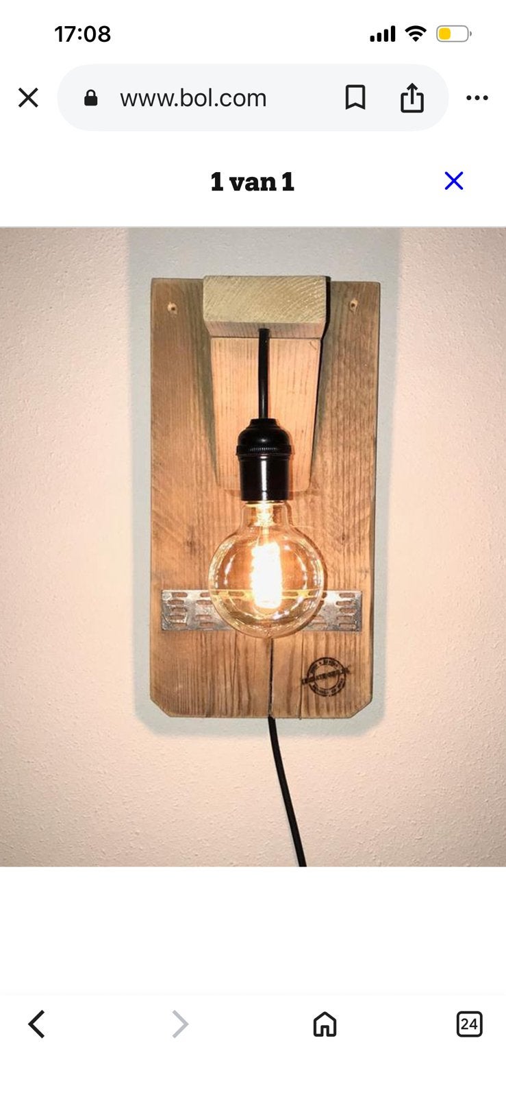 Geweldige industriele wandlamp van Leef@home steigerhout, Ophalen of Verzenden, Zo goed als nieuw, Hout
