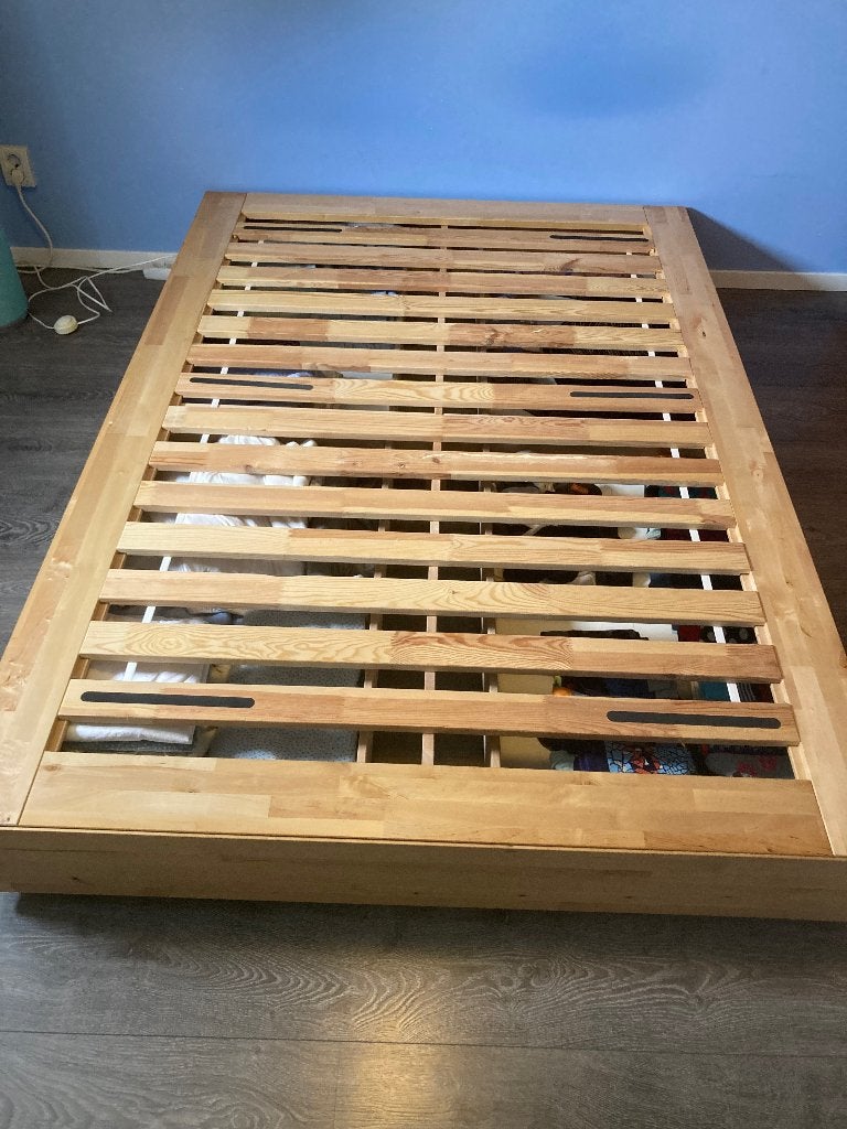 Bed (Ikea Mandal) 140x200, Ophalen, Gebruikt, Wit, Tweepersoons