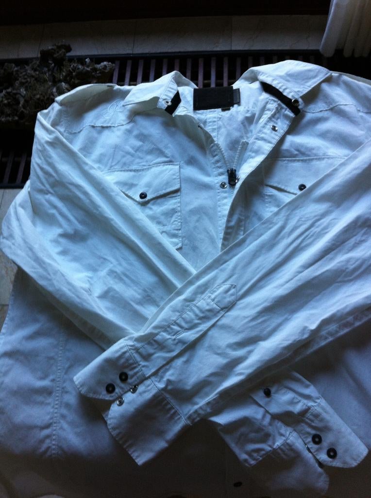 Heren overhemd wit Kazi mt L, Kleding | Heren, Wit, Ophalen of Verzenden, Zo goed als nieuw, Halswijdte 41/42 (L)