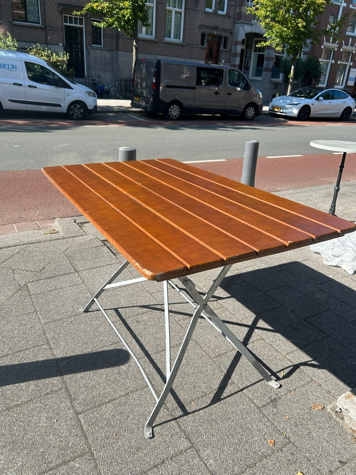 Houten klaptafel voor buiten 120,70cm, Tuin en Terras, Ophalen of Verzenden, Gebruikt, Rechthoekig, Hout