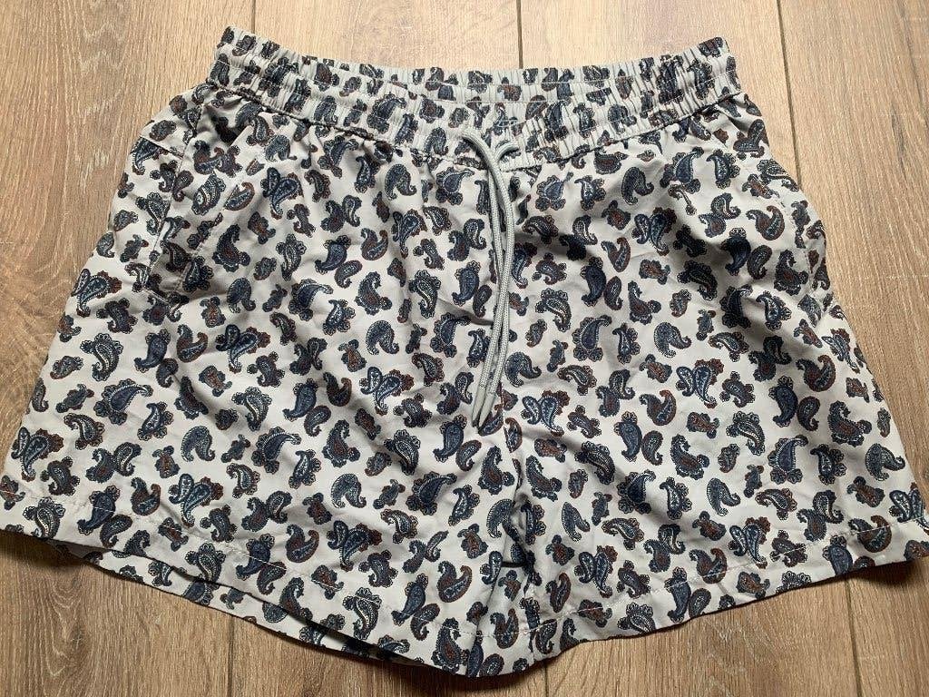 Zara zwembroek short paisley print beige groen M/ 48, Zara, Beige, Zwemshort, Verzenden
