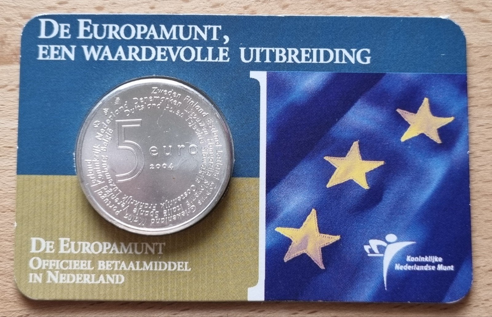 Coincard 5 Euro 2004 Europamunt, zeldzaam., Koningin Beatrix, Zilver, Euro's, Ophalen of Verzenden