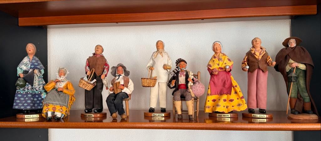 9 handgemaakte Provençaalse Santons, ca. 30 cm, Verzamelen, Ophalen, Zo goed als nieuw, Mens