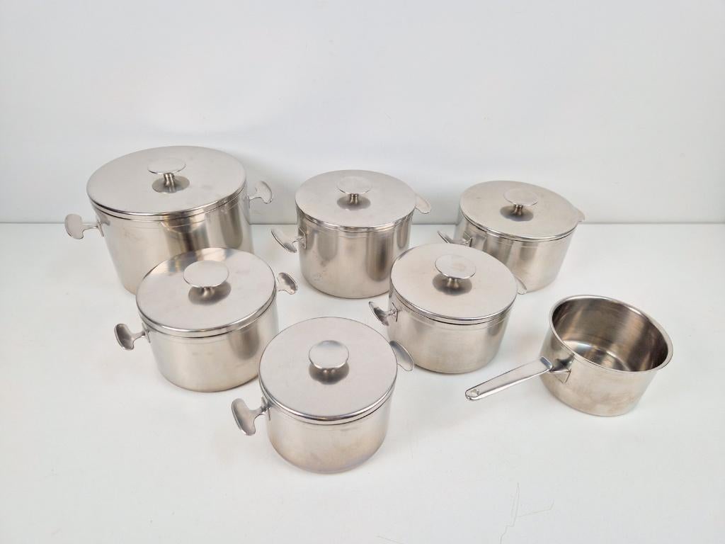 Set 7 Vintage Gero Zilmeta Dick Simonis pannenset pan '60, Huis en Inrichting, Keuken | Potten en Pannen, N, Pannenset, Ophalen of Verzenden