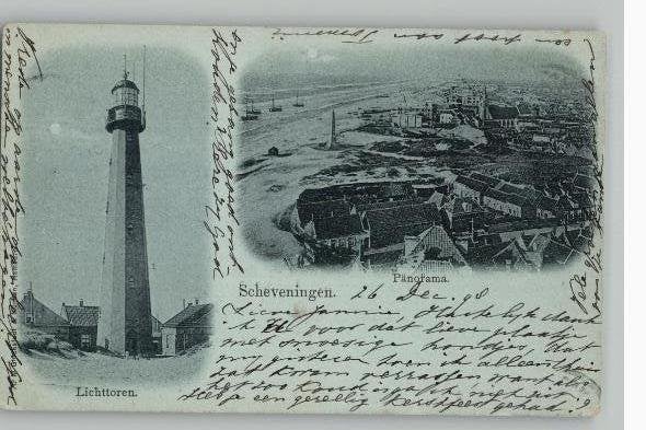 Scheveningen st 1898 2 afb waarbij Lichttoren, Ophalen of Verzenden, Voor 1920, Gelopen, Zuid-Holland