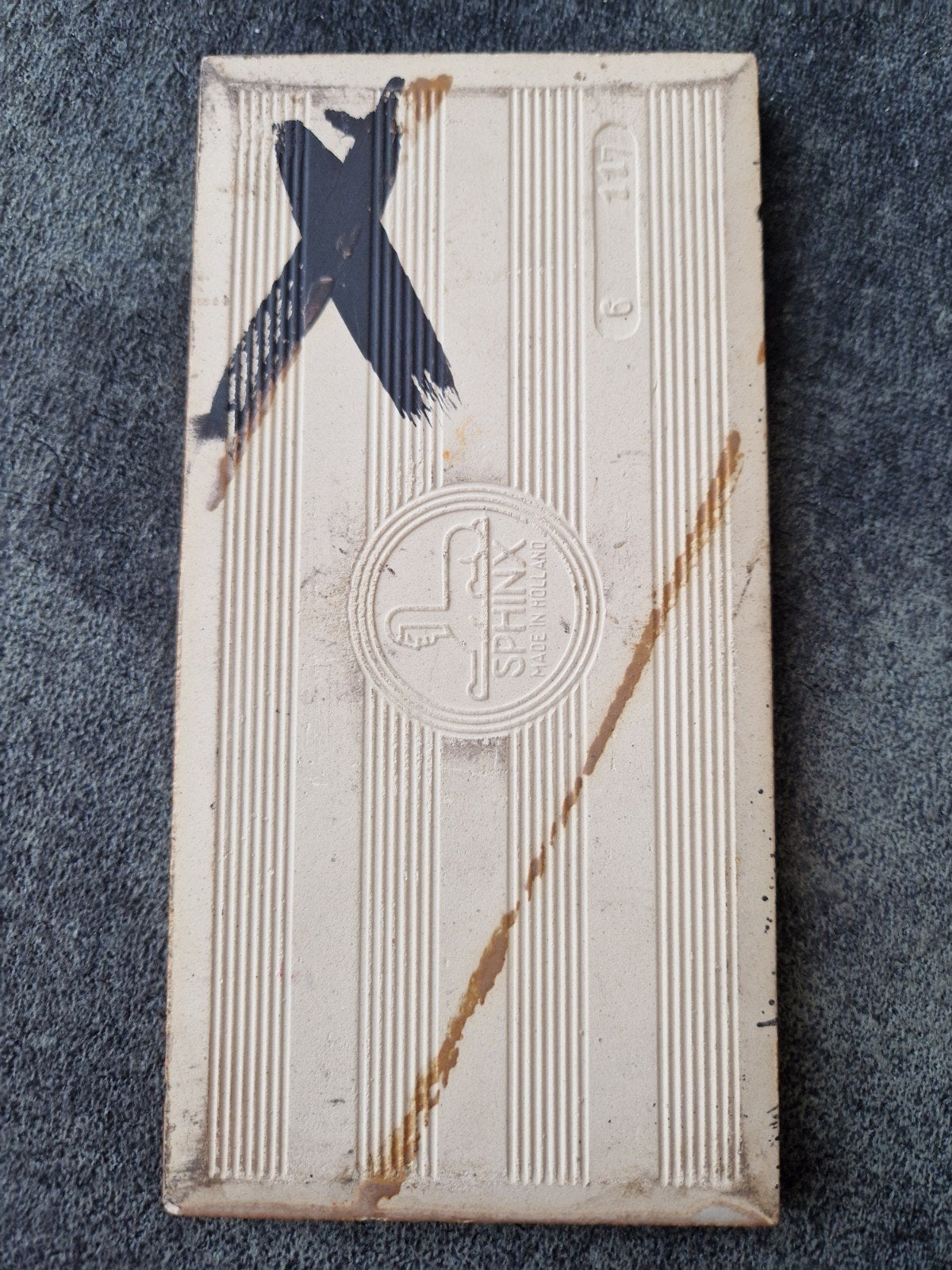 Vintage Sphinx Tegel Maria met Kind - Religieuze Kunst, Antiek en Kunst, Antiek | Wandborden en Tegels, Ophalen of Verzenden