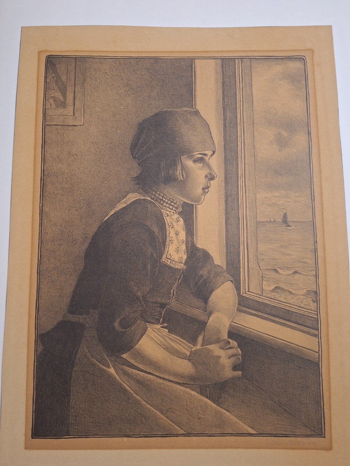 Lithografie Zeeuws Meisje door Willem Wouters, Ophalen of Verzenden