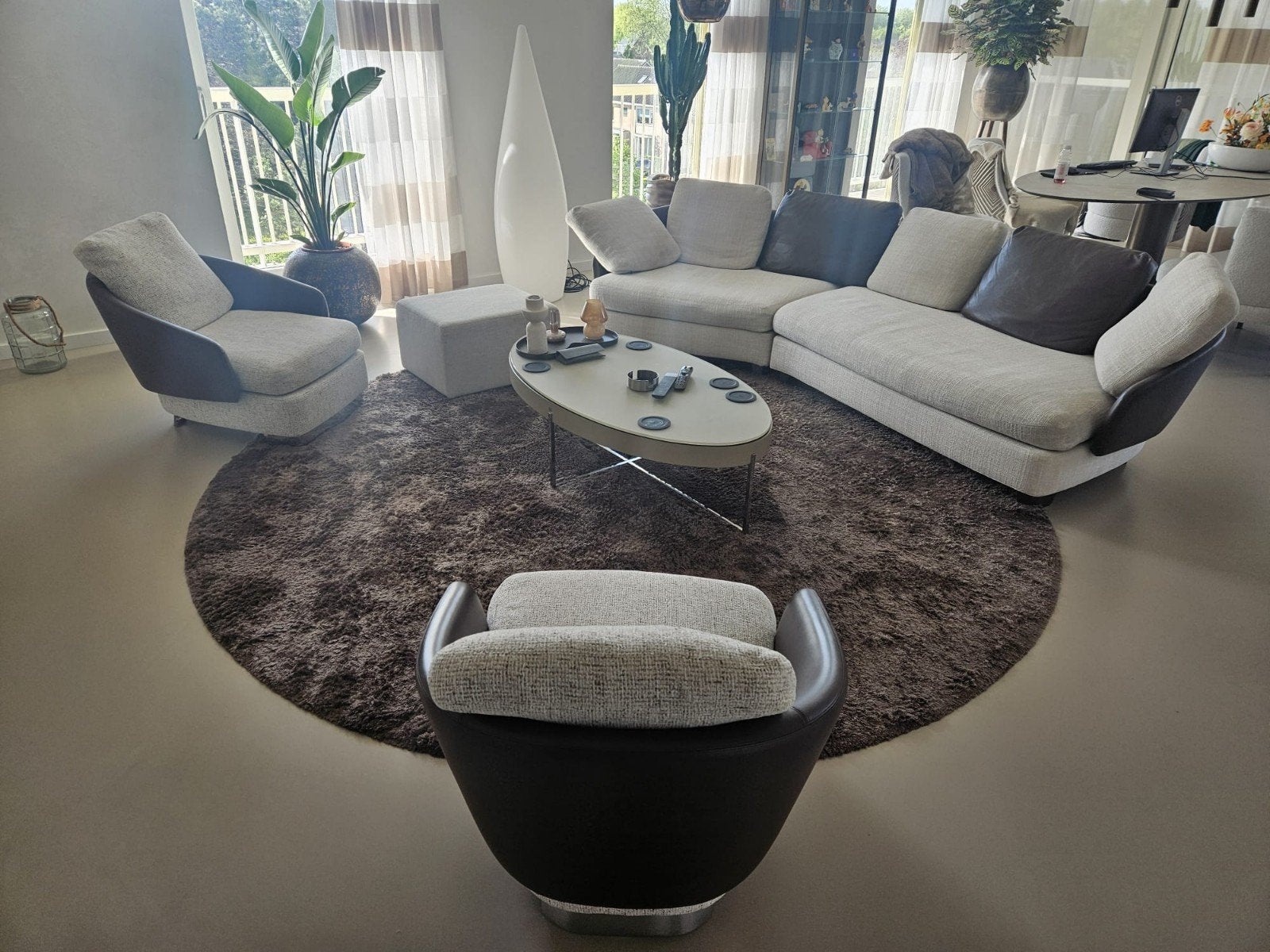 Luxe Lawson bankstel met fauteuils van Rodolfo Dordoni, Ophalen of Verzenden, Zo goed als nieuw, Leer, Modern, Luxe