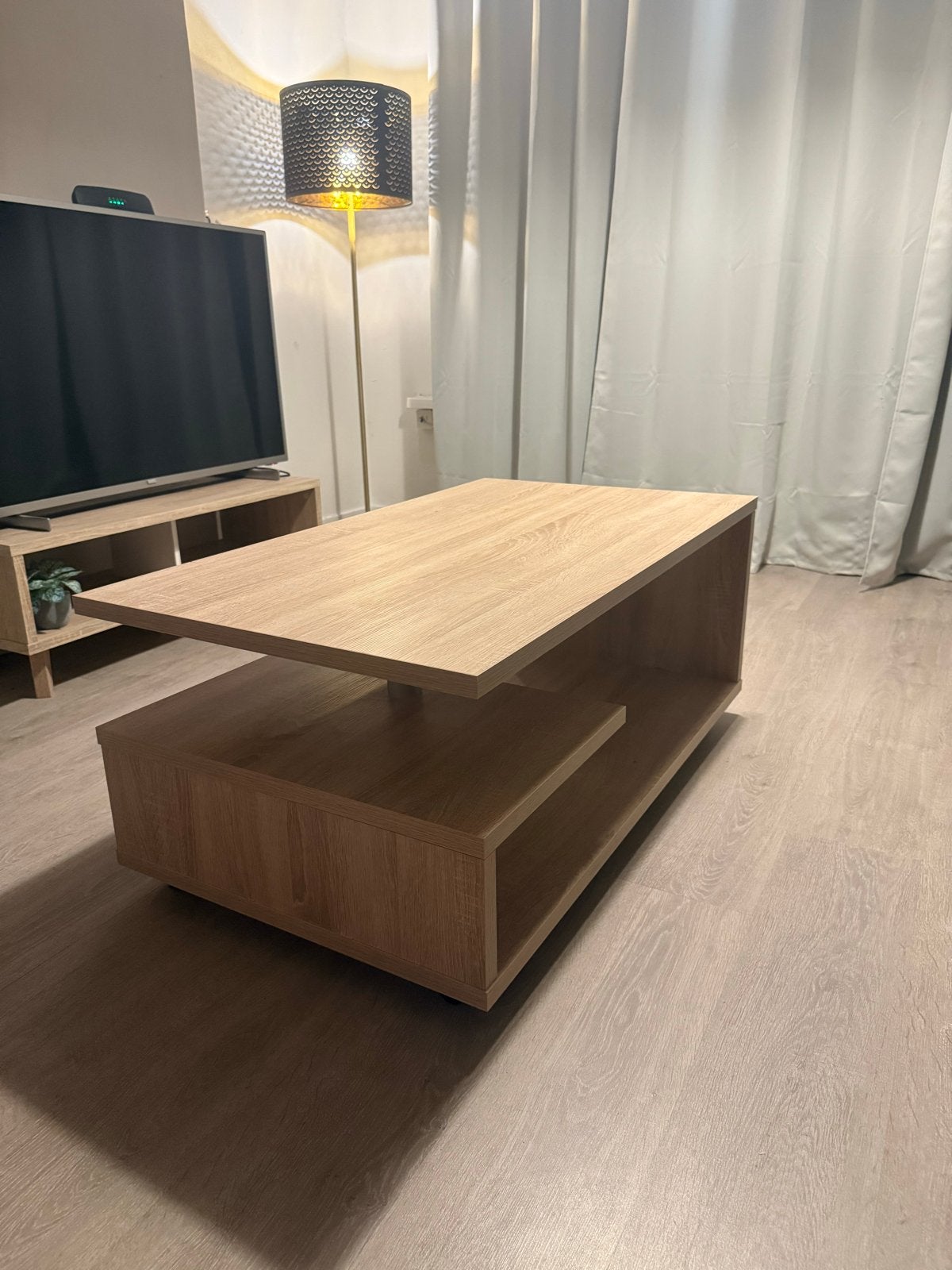 Salontafel - sonoma eiken, 100 tot 150 cm, Eikenhout, Zo goed als nieuw, 50 tot 100 cm