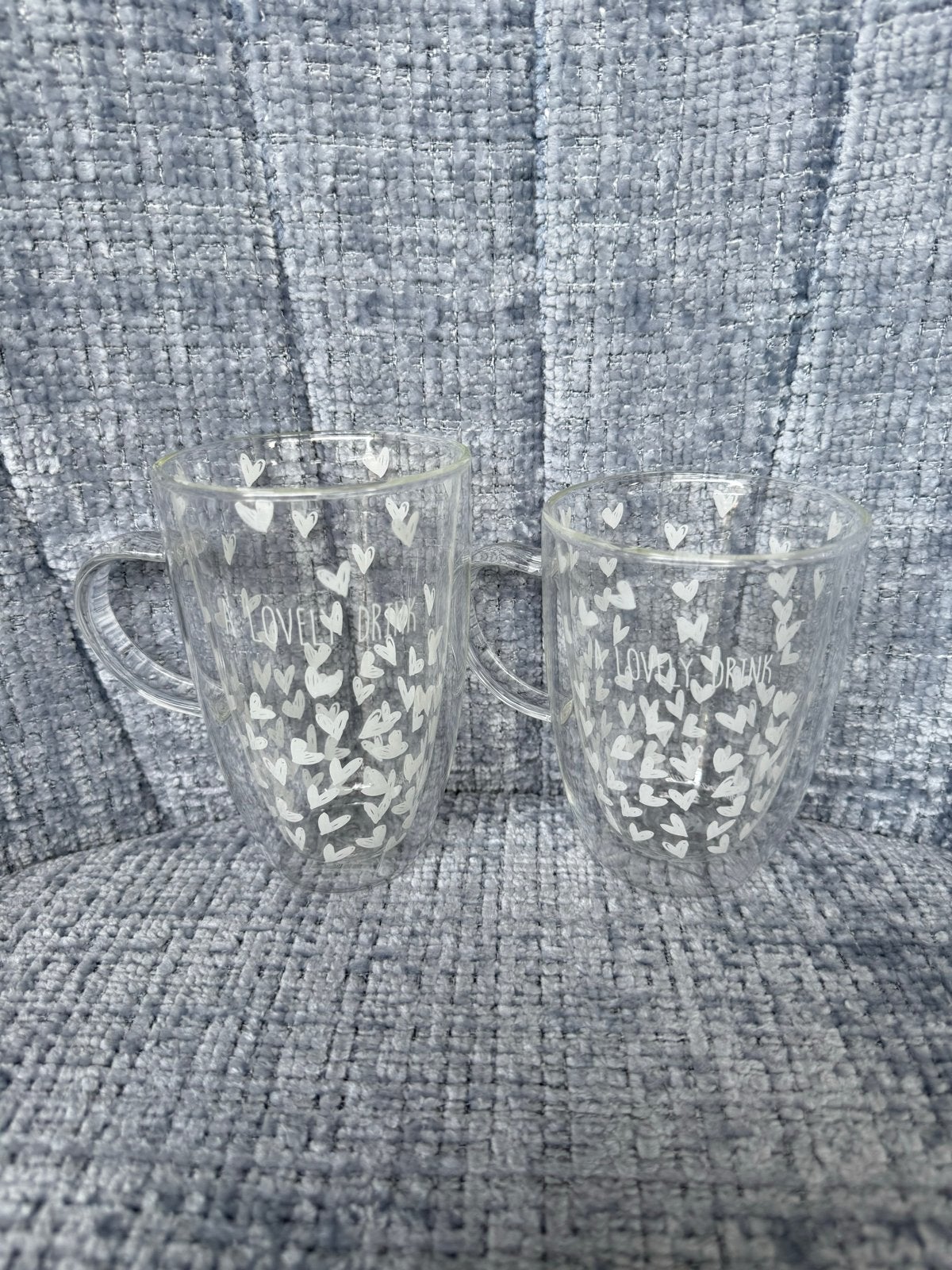 Dubbelwandige Riviera Maison glazen met hartjes, Ophalen of Verzenden, Gebruikt, Glas, Riviera Maison